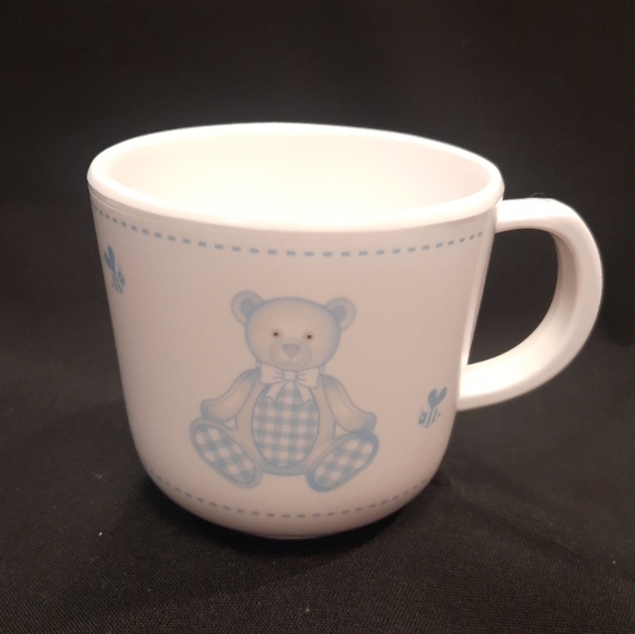 Blue Gingham Teddy Bear 3 Pc. Baby Toddler Melamine Dinner Set ~ Reed & Barton - Picture 3 of 11